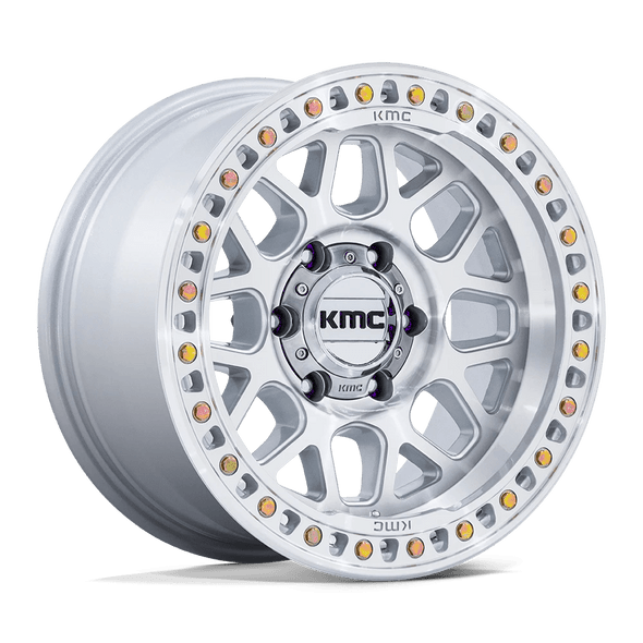 KMC KM549 GRS 20x9 ET0 8x170 125.10mm GLOSS SILVER W/ MACHINED FACE (Load Rated 1678kg)