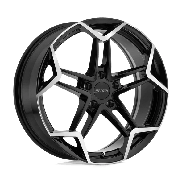 Petrol P1A 19x8 ET35 5x100 72.10mm GLOSS BLACK W/ MACHINED CUT FACE (Load Rated 771kg)