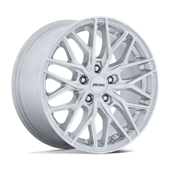 Petrol PE004 P3E 20x8.5 ET40 5x114.3 72.56mm MACHINED BRUSHED GLOSS SILVER (Load Rated 943kg)