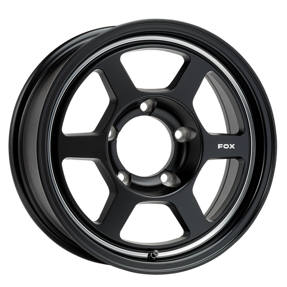 FOX JIM 16x6.5 ET0 5x139.7 SATIN BLACK W/ CNC RIM (Load 690kg) FXJIMF6037SB