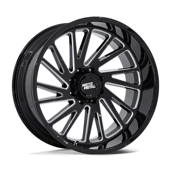 Moto Metal MO811 COMBAT 22x10 ET-18 8x165.1 125.10mm GLOSS BLACK MILLED (Load Rated 1678kg)