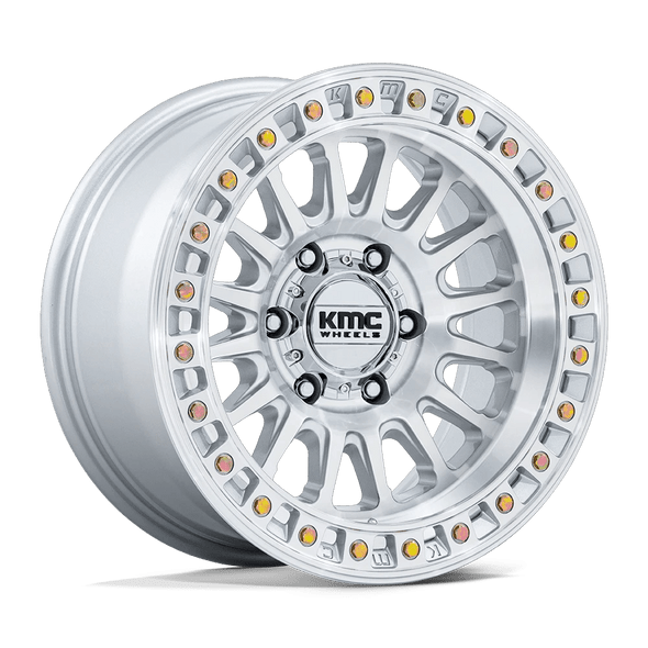 KMC KM552 IMS 18x9 ET0 8x165.1 125.10mm GLOSS SILVER W/ MACHINED FACE (Load Rated 1678kg)