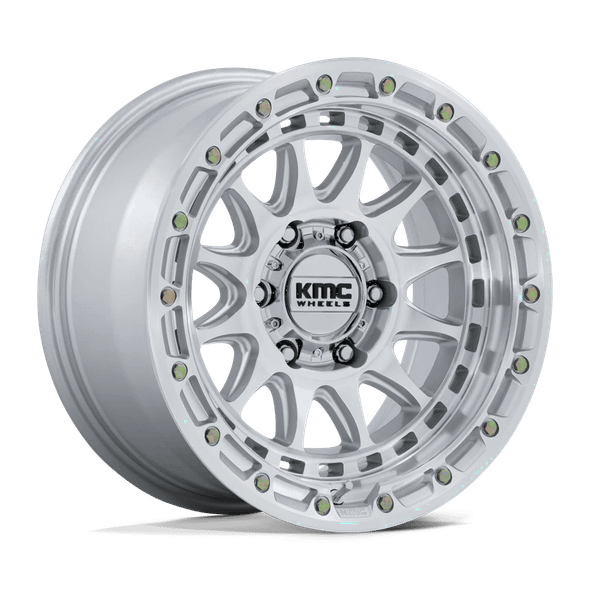 KMC KM556 CRUX 20x10 ET-18 8x165.1 125.10mm GLOSS SILVER W/ MACHINED FACE (Load Rated 1678kg)