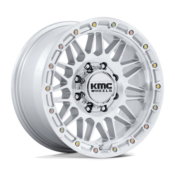 KMC KM555 ATTACK 18x9 ET18 8x170 125.10mm GLOSS SILVER W/ MACHINED FACE (Load Rated 1678kg)