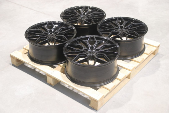 Set of JR46 20x8.5 ET40 5x112 72.6mm Black Machined w/Tinted Face