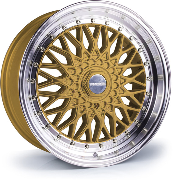 Dare DRRS 17 inch 5x112 / 5x120 Gold Polished / Chrome Rivets www.srbpower.com