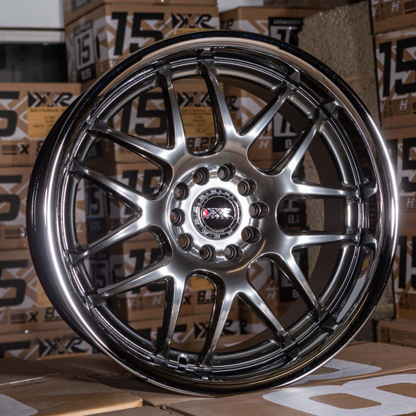 xxr 526 18x9 ET25 5x114.3 5x120 chromium black  stainless lip srbpower.com