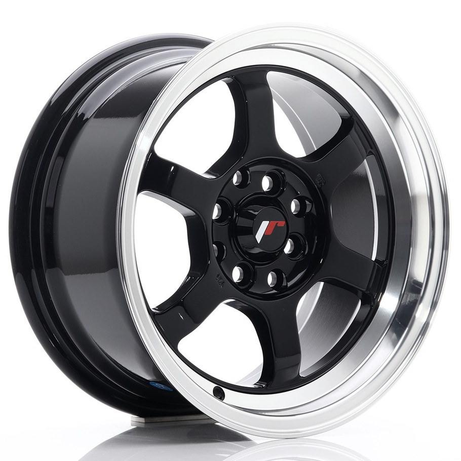 JR Wheels JR12 15x7.5 ET26 4x100/108 Gloss Black w/Machined Lip www.srbpower.com