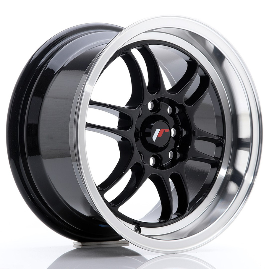 JR Wheels JR7 15x8 ET35 4x100/114 Gloss Black w/Machined Lip www.srbpower.com