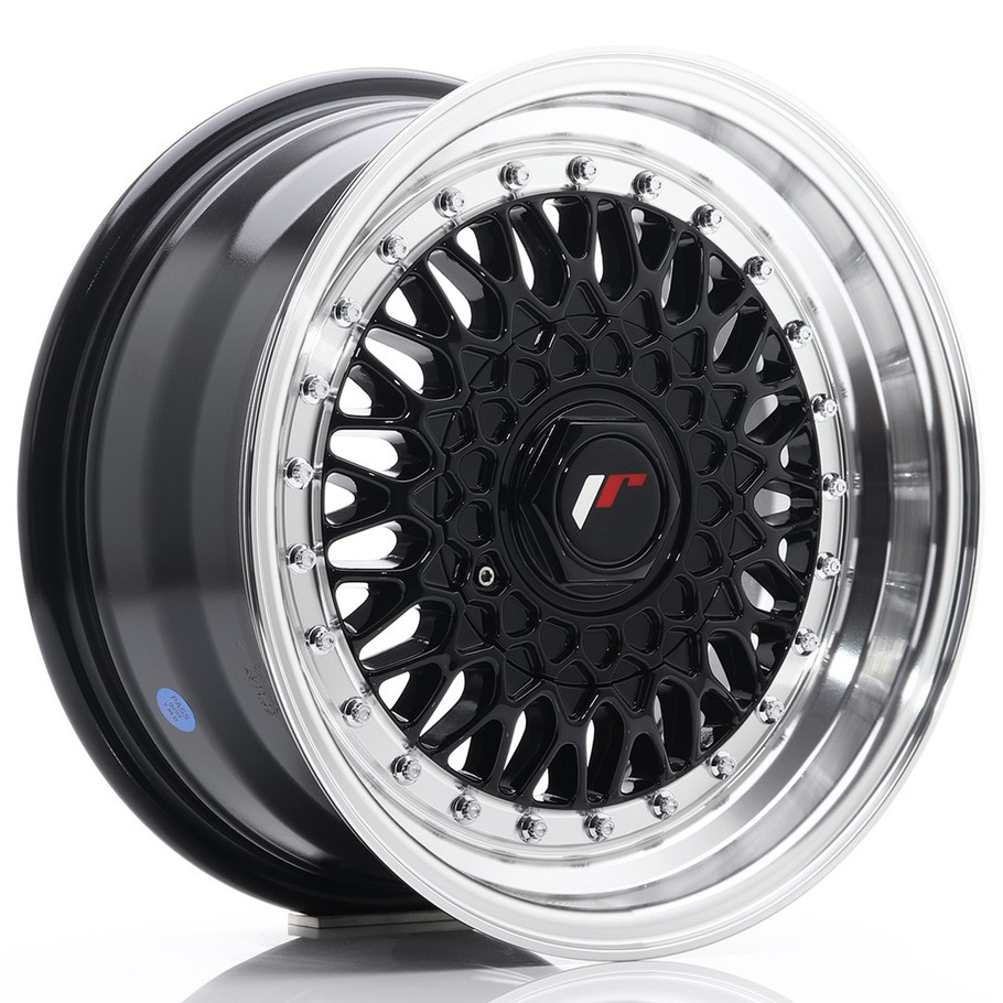 JR Wheels JR9 15x7 ET20 4x100/108 Gloss Black w/Machined Lip www.srbpower.com