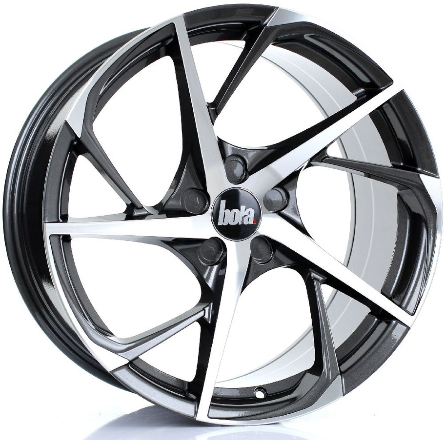 BOLA B18 19x9.5 5x100 GUNMETAL POLISHED FACE Custom Offset: ET25 TO ET45 www.srbpower.com