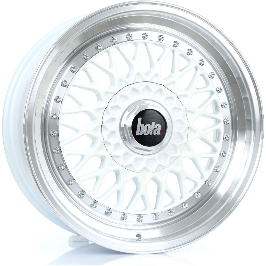 Bola TX09 17x7.5 5x120.65 White Polished Lip CUSTOM OFFSET: ET20 TO 38 www.srbpower.com