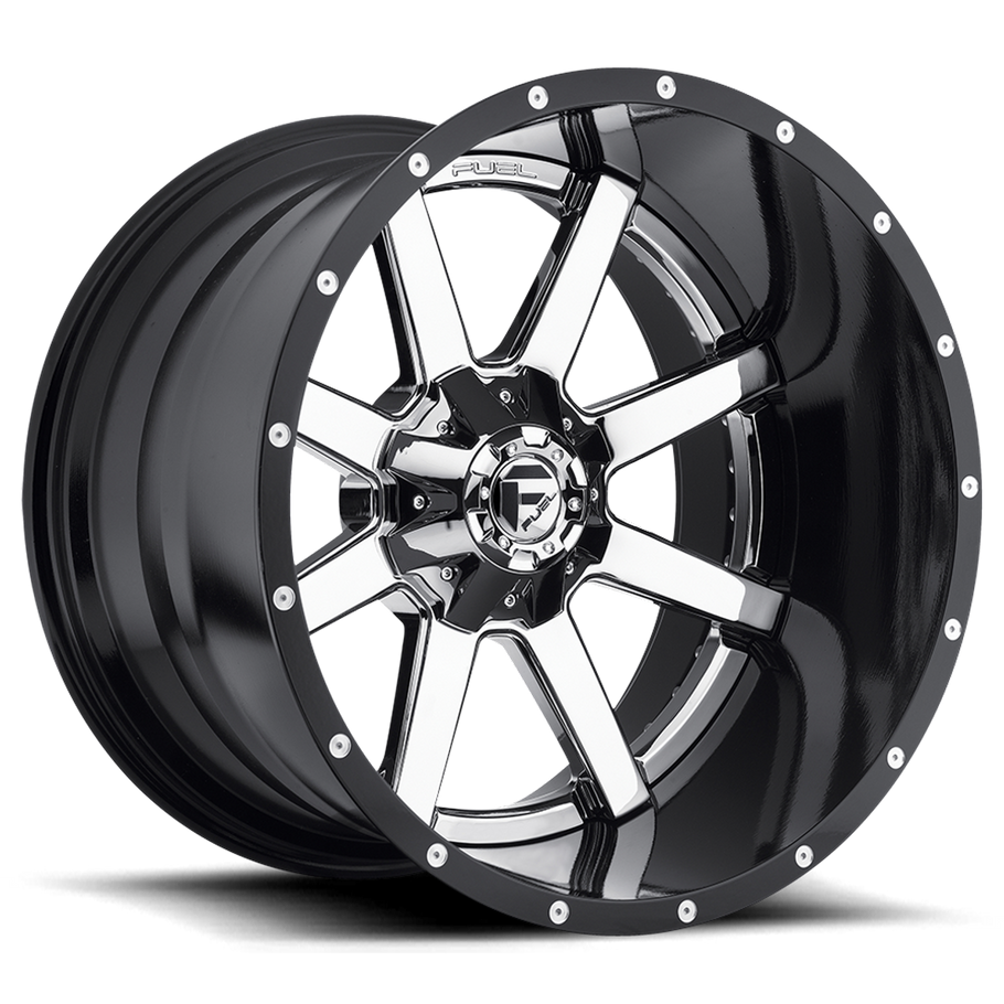 Fuel D260 MAVERICK 20x10 ET-19 8x170 125.10mm CHROME PLATED GLOSS BLACK LIP (Load Rated 1587kg)