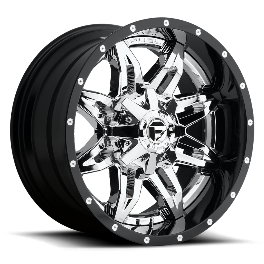 Fuel D266 LETHAL 20x10 ET-19 5x114.3/127 78.10mm CHROME PLATED GLOSS BLACK LIP (Load Rated 907kg)