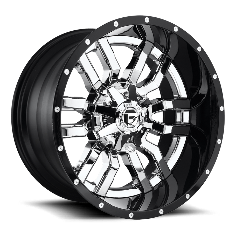 Fuel D270 SLEDGE 20x10 ET-18 8x165.1 125.10mm CHROME PLATED GLOSS BLACK LIP (Load Rated 1678kg)