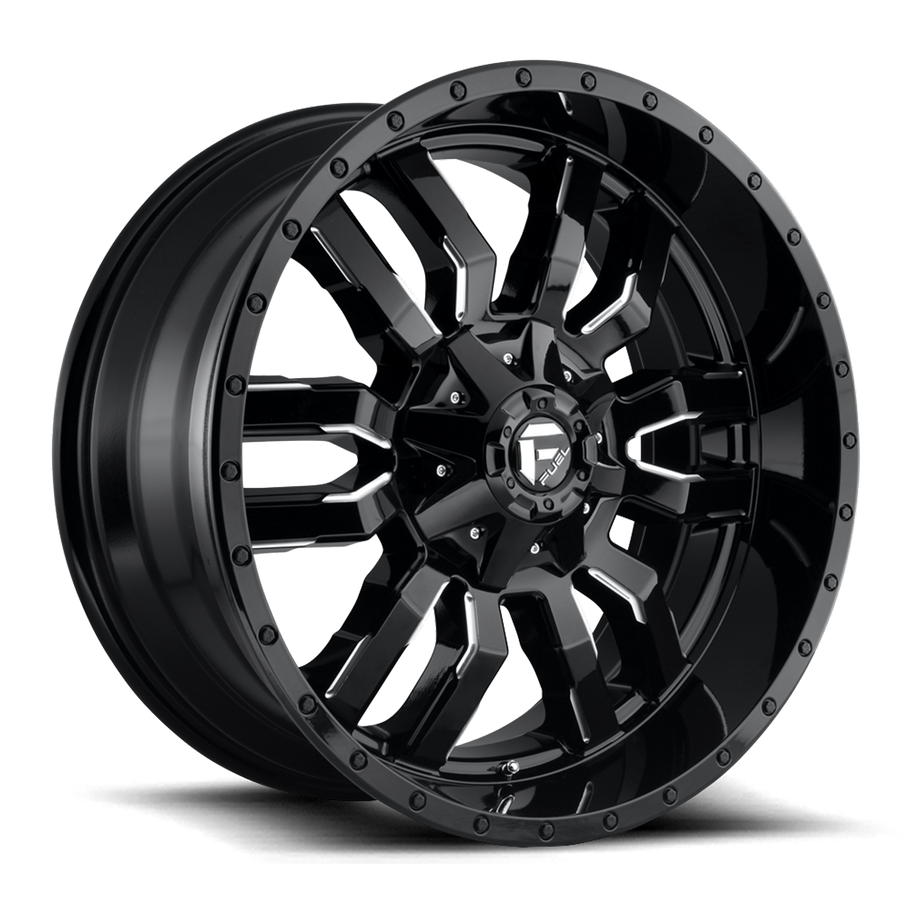 Fuel D595 SLEDGE 20x10 ET-18 8x165.1 125.10mm GLOSS BLACK MILLED (Load Rated 1678kg)