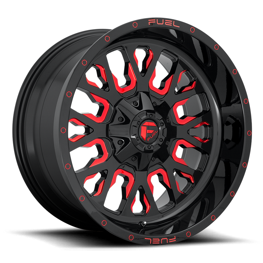 Fuel D612 STROKE 24x14 ET-75 6x135/139.7 106.10mm GLOSS BLACK RED TINTED CLEAR (Load Rated 1134kg)