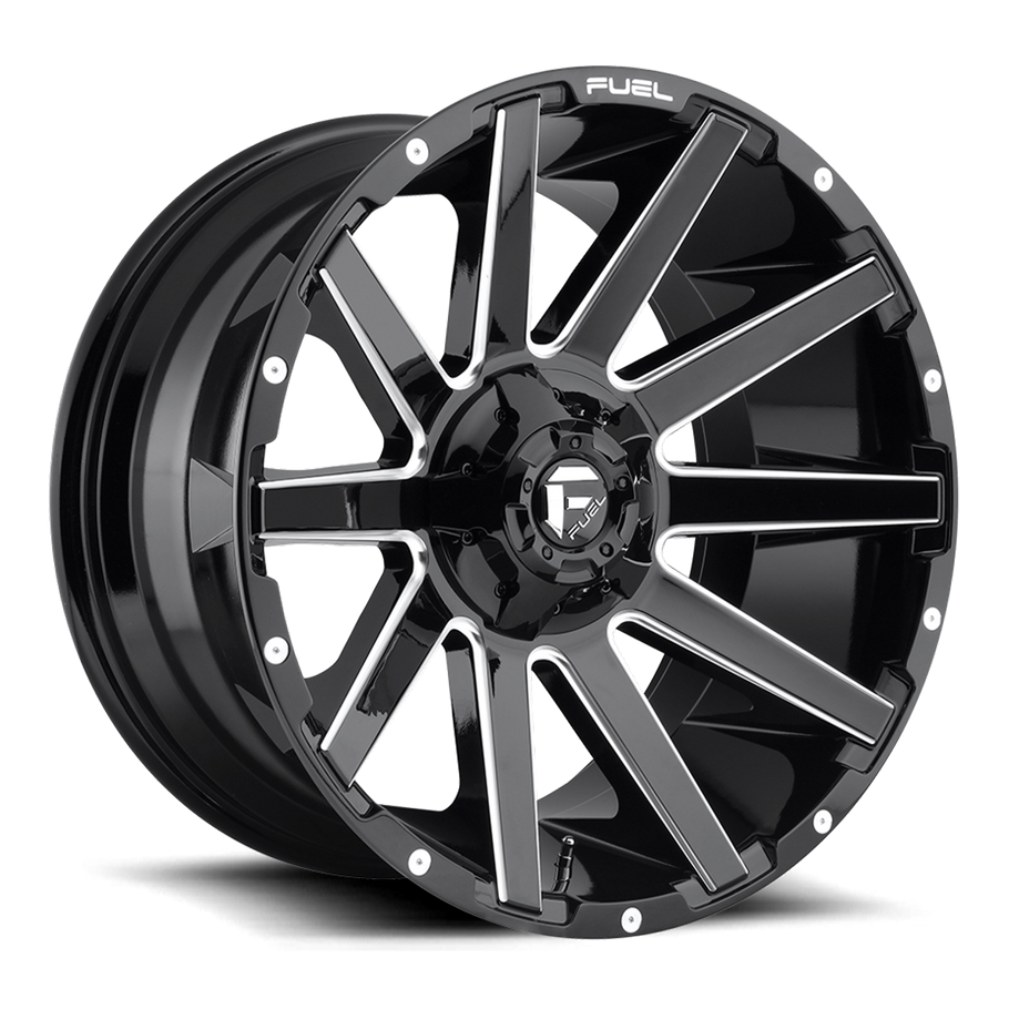 Fuel D615 CONTRA 20x10 ET-18 5x114.3/127 78.10mm GLOSS BLACK MILLED (Load Rated 1134kg)