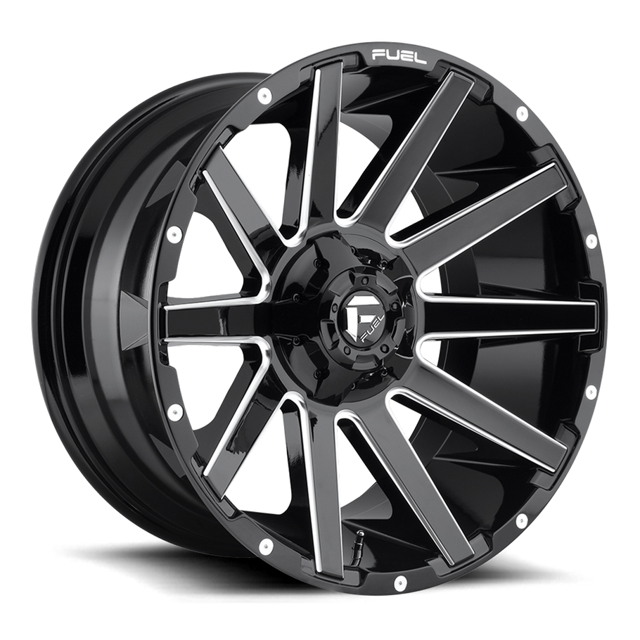 Fuel D615 CONTRA 20x10 ET-18 5x139.7/150 110.10mm GLOSS BLACK MILLED (Load Rated 1134kg)