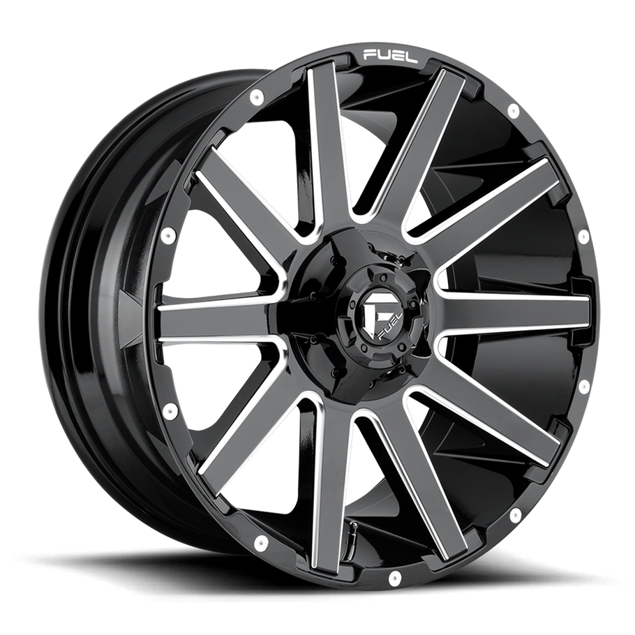 Fuel D615 CONTRA 20x9 ET02 6x135/139.7 106.10mm GLOSS BLACK MILLED (Load Rated 1134kg)