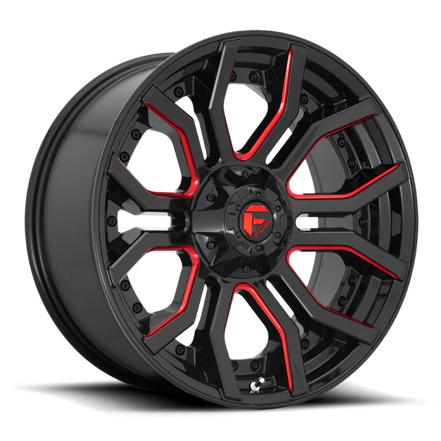 Fuel D712 RAGE 24x12 ET-44 8x165.1 125.10mm GLOSS BLACK RED TINTED CLEAR (Load Rated 1678kg)
