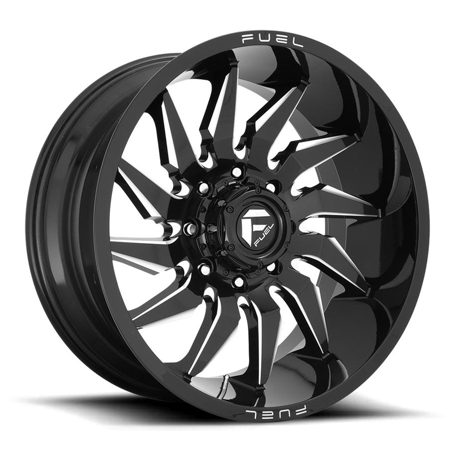 Fuel D744 SABER 24x12 ET-44 5x127 71.50mm GLOSS BLACK MILLED (Load Rated 1134kg)