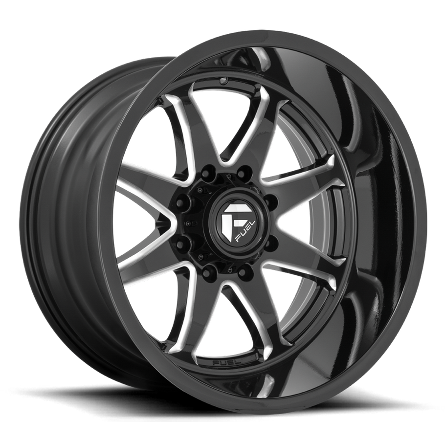 Fuel D749 HAMMER 22x12 ET-44 8x180 124.20mm GLOSS BLACK MILLED (Load Rated 1678kg)