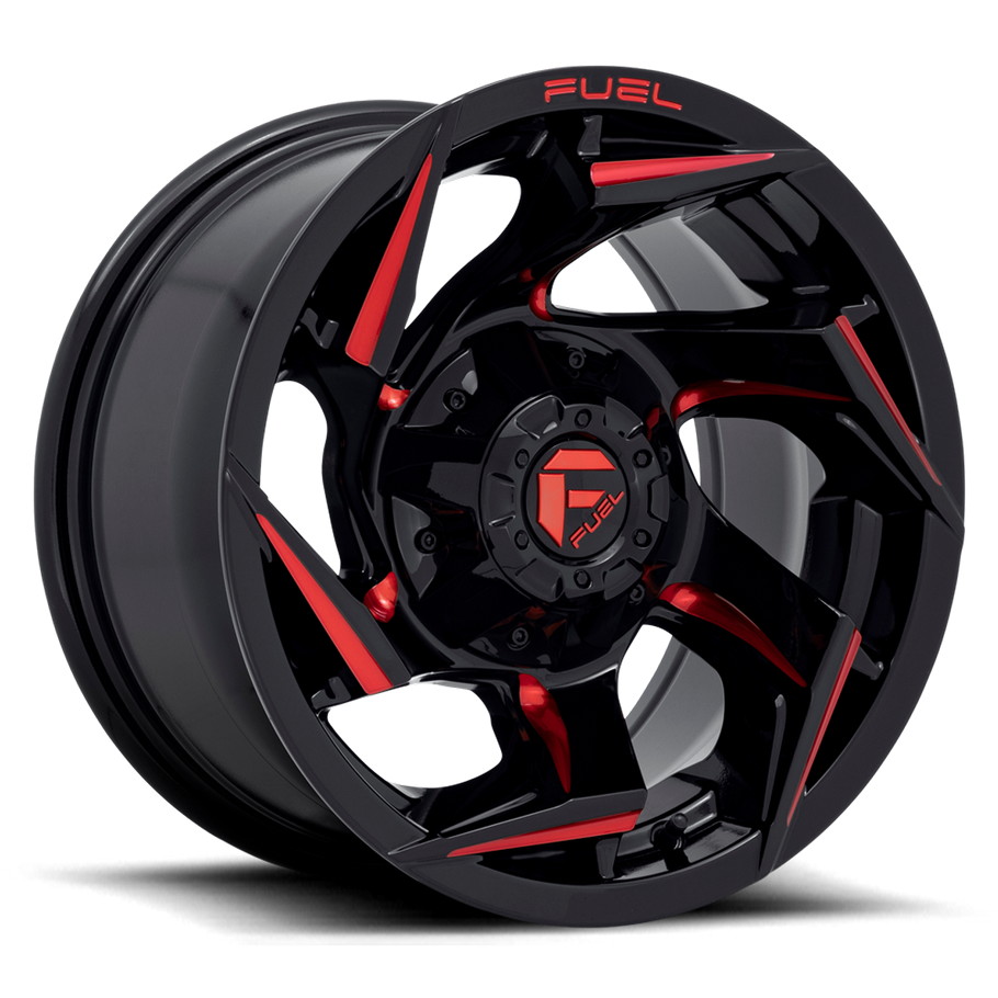 Fuel D755 REACTION 15x8 ET-18 5x139.7 108.00mm GLOSS BLACK MILLED W/ RED TINT (Load Rated 816kg)