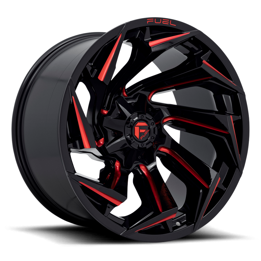 Fuel D755 REACTION 22x10 ET-18 6x135/139.7 106.10mm GLOSS BLACK MILLED W/ RED TINT (Load Rated 1134kg)