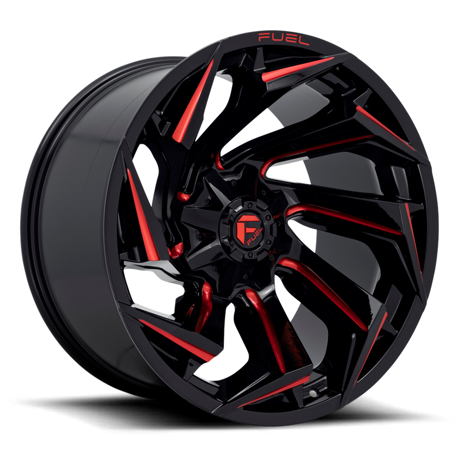Fuel D755 REACTION 22x12 ET-44 6x135/139.7 106.10mm GLOSS BLACK MILLED W/ RED TINT (Load Rated 1134kg)
