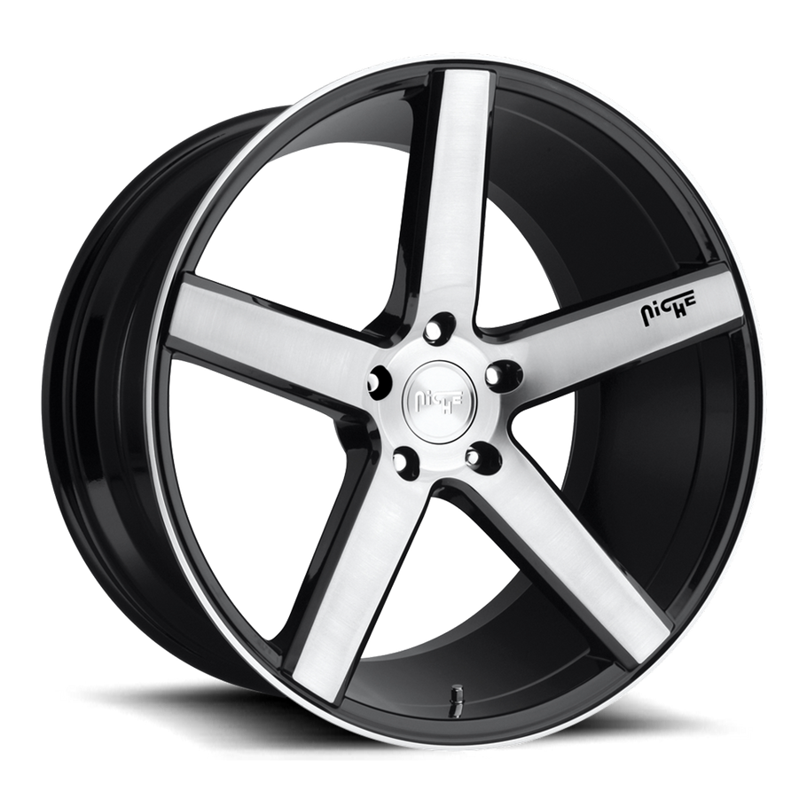 Niche M124 MILAN 20x8.5 ET34 5x112 66.56mm GLOSS BLACK BRUSHED (Load Rated 816kg)