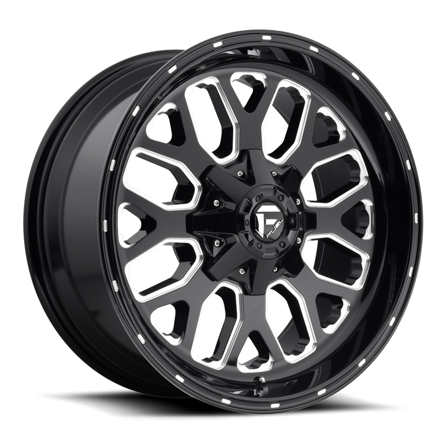 Fuel D588 TITAN 20x9 ET01 6x135/139.7 106.10mm GLOSS BLACK MILLED (Load Rated 1134kg)