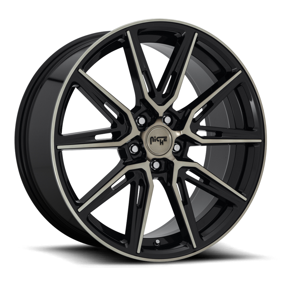 Niche M219 GEMELLO 20x10.5 ET40 5x120 72.56mm GLOSS MACHINED DOUBLE DARK TINT (Load Rated 816kg)