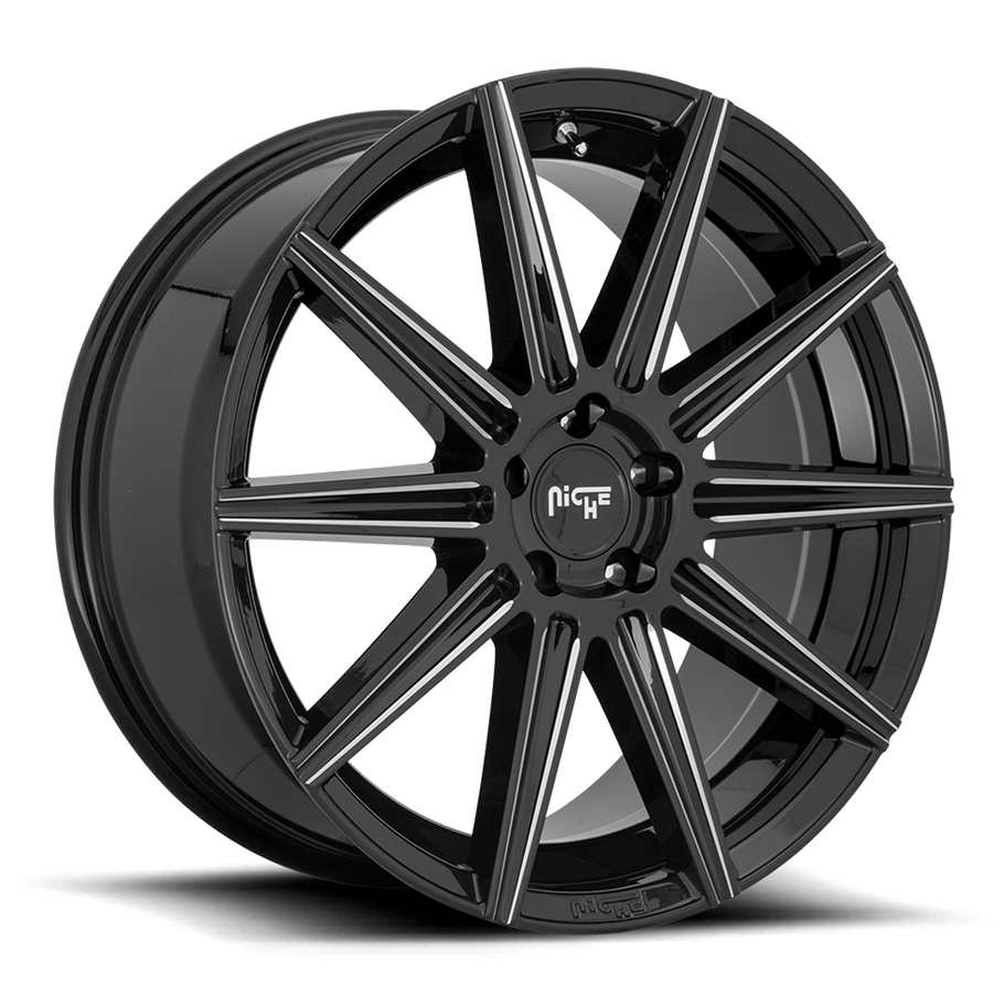 Niche M243 TIFOSI 20x10.5 ET27 5x112 66.56mm GLOSS BLACK MILLED (Load Rated 816kg)