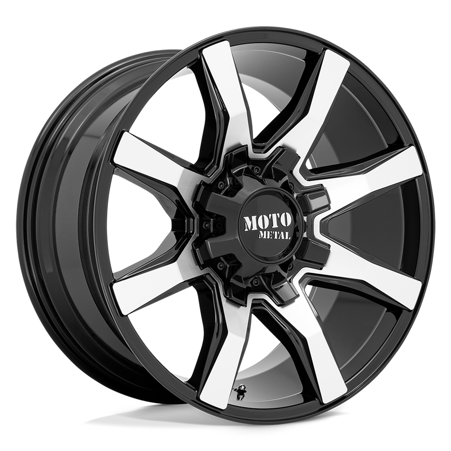 Moto Metal MO804 SPIDER 20x10 ET12 CUSTOM 78.10mm GLOSS BLACK MACHINED (Load Rated 1134kg)