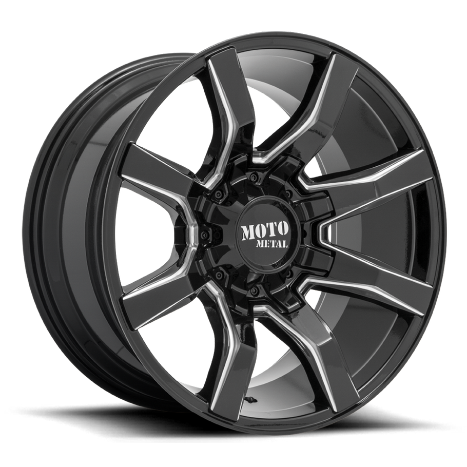 Moto Metal MO804 SPIDER 20x9 ET18 8x170 125.10mm GLOSS BLACK MILLED (Load Rated 1678kg)