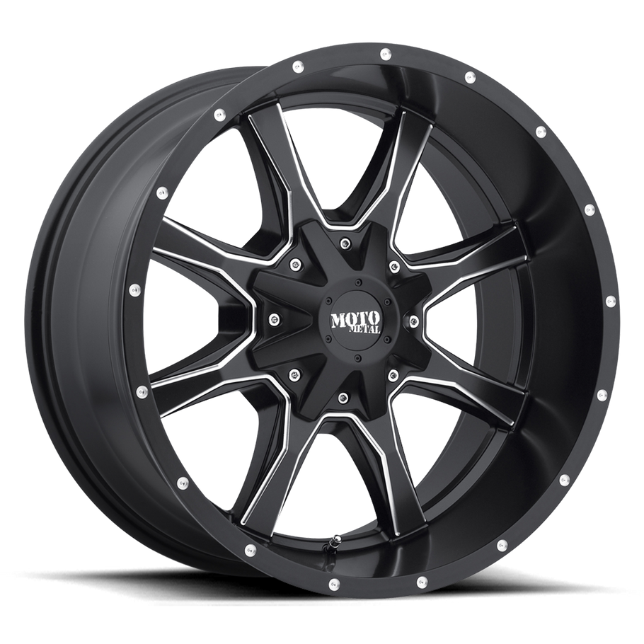 Moto Metal MO970 20x9 ET18 5x139.7/150 110.10mm SEMI GLOSS BLACK MILLED (Load Rated 1134kg)