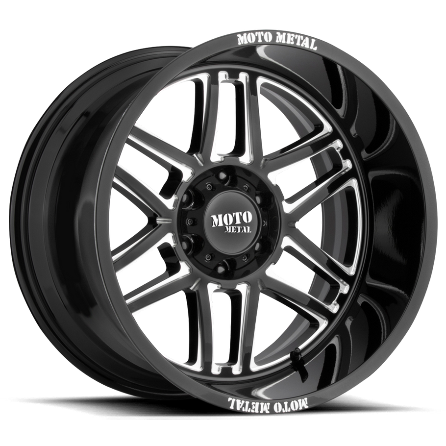 Moto Metal MO992 FOLSOM 20x10 ET-18 6x139.7 106.10mm GLOSS BLACK MILLED (Load Rated 1134kg)