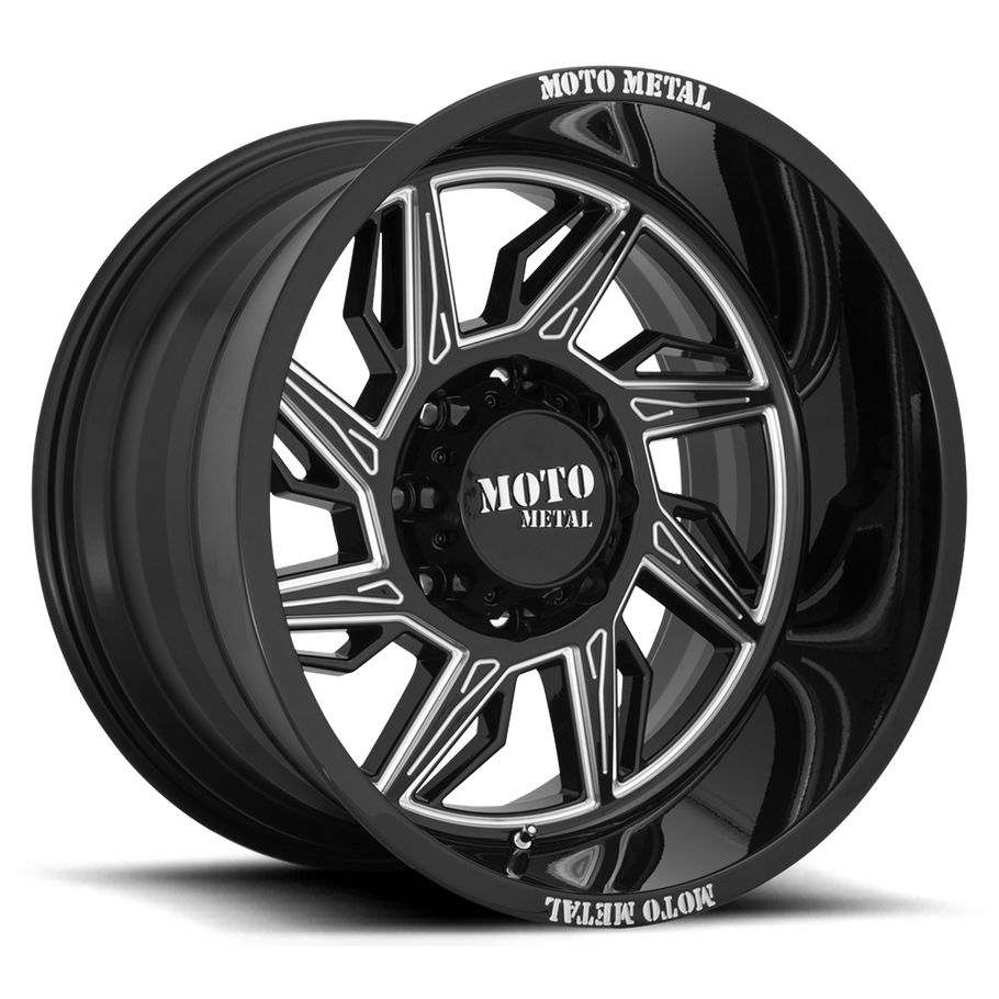 Moto Metal MO997 HURRICANE 22x12 ET-44 6x135 87.10mm GLOSS BLACK MILLED - LEFT DIRECTIONAL (Load Rated 1134kg)