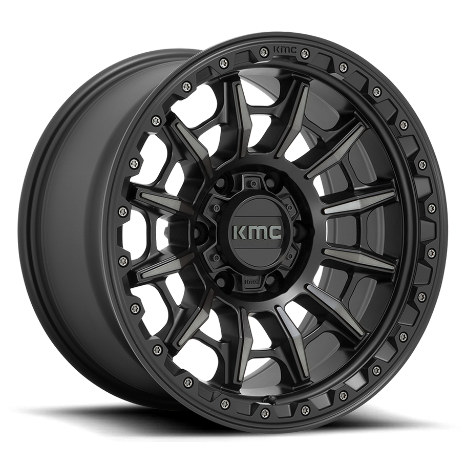 KMC KM547 CARNAGE 17x9 ET0 6x139.7 106.10mm SATIN BLACK W/ GRAY TINT (Load Rated 1134kg)
