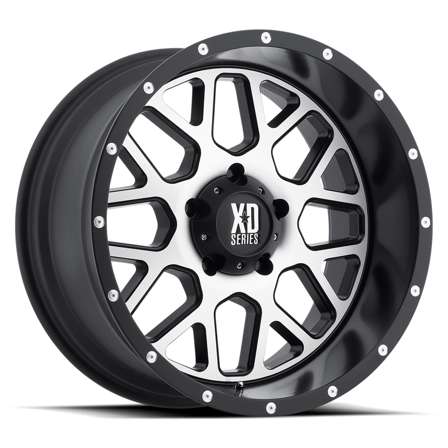 XD XD820 GRENADE 18x9 ET-12 6x139.7 106.10mm SATIN BLACK W/ MACHINED FACE (Load Rated 1134kg)