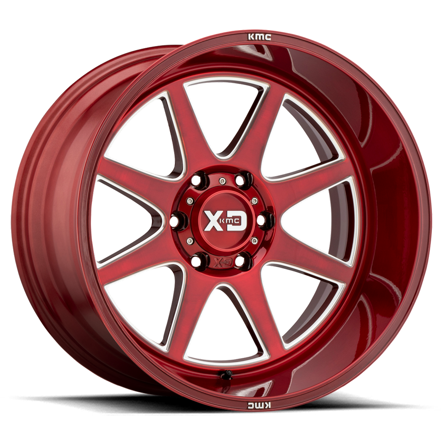 XD XD844 PIKE 20x10 ET-18 5x139.7 78.10mm BRUSHED RED W/ MILLED ACCENTS (Load Rated 1134kg)