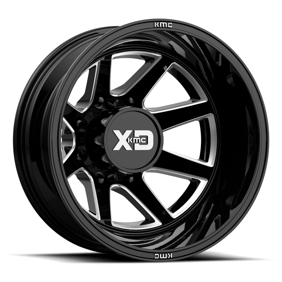 XD XD845 PIKE DUALLY 22x8.25 ET-246 8x210 154.30mm GLOSS BLACK MILLED - REAR (Load Rated 1134kg)