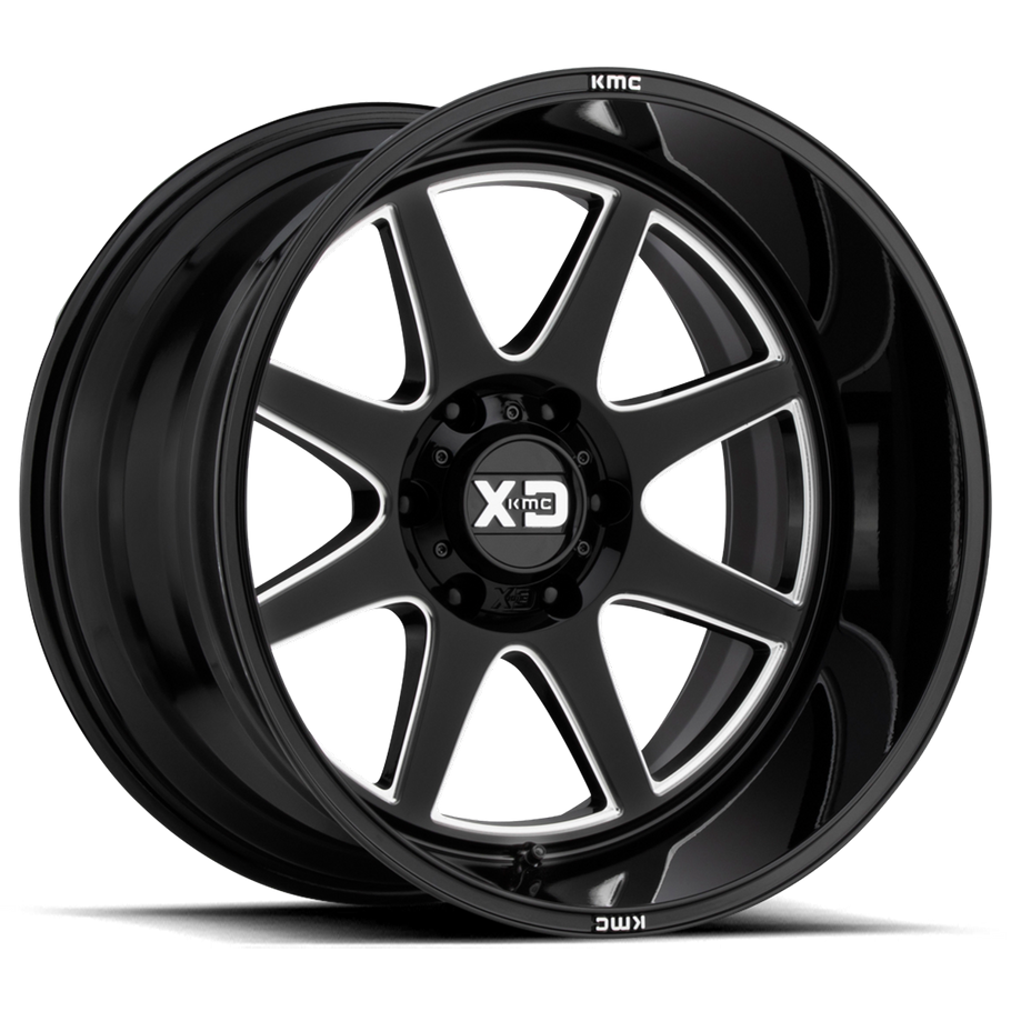 XD XD844 PIKE 22x10 ET-18 8x180 124.20mm GLOSS BLACK MILLED (Load Rated 1651kg)