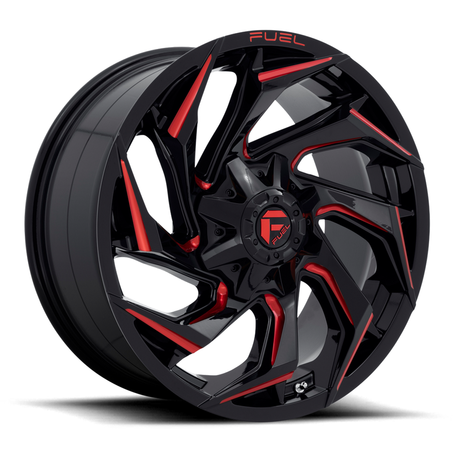 Fuel D755 REACTION 20x10 ET-18 8x165.1 125.10mm GLOSS BLACK MILLED W/ RED TINT (Load Rated 1678kg)