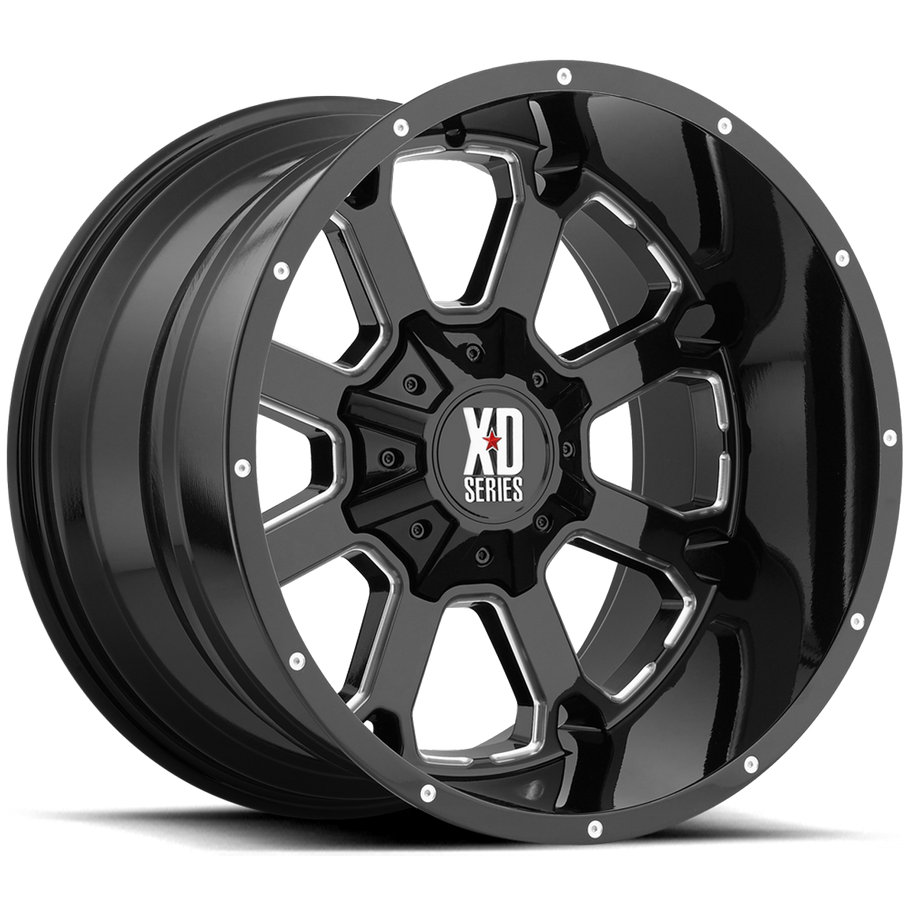 XD XD825 BUCK 25 20x10 ET-24 8x165.1 125.10mm GLOSS BLACK MILLED (Load Rated 1651kg)