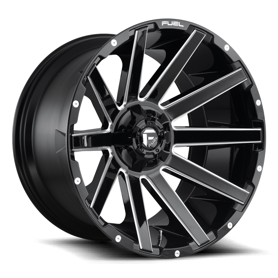 Fuel D615 CONTRA 22x10 ET-18 8x180 124.20mm GLOSS BLACK MILLED (Load Rated 1678kg)