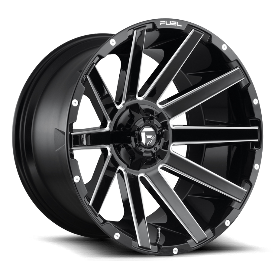 Fuel D615 CONTRA 22x12 ET-44 5x139.7/150 110.10mm GLOSS BLACK MILLED (Load Rated 1134kg)