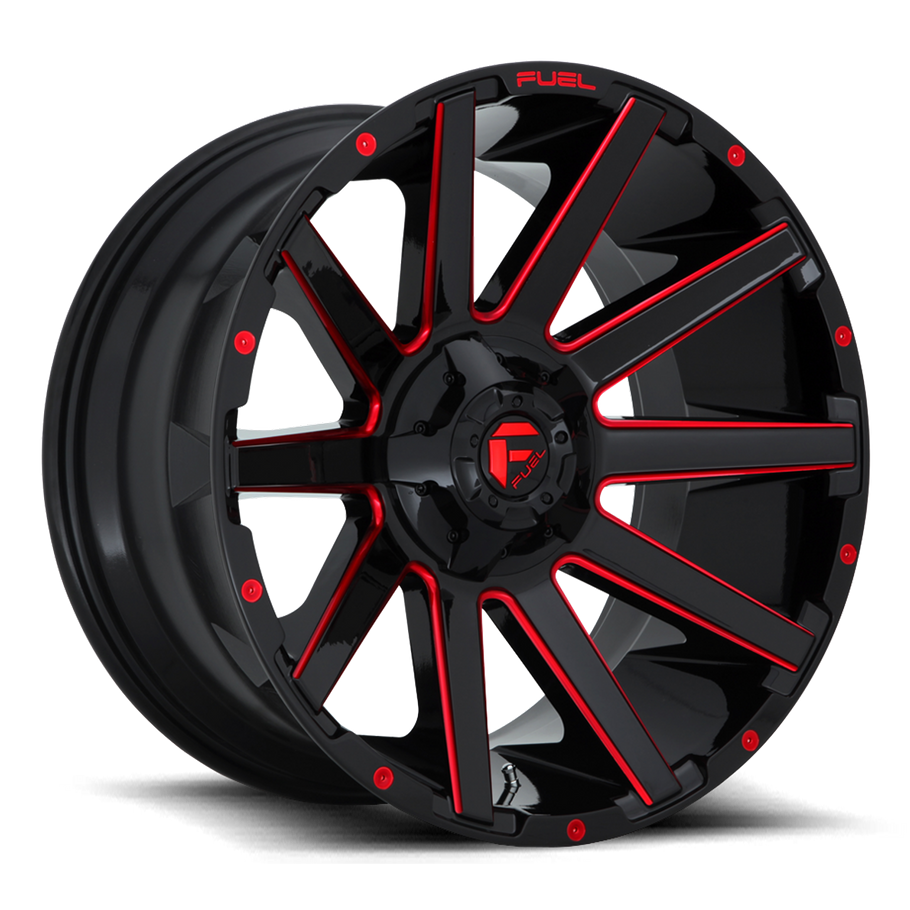 Fuel D643 CONTRA 22x12 ET-44 5x114.3/127 78.10mm GLOSS BLACK RED TINTED CLEAR (Load Rated 1134kg)