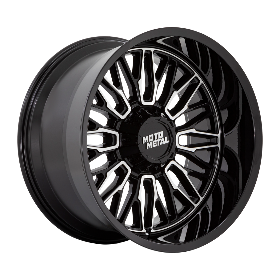 Moto Metal MO809 STINGER 20x9 ET18 5x127/139.7 78.10mm GLOSS BLACK MACHINED (Load Rated 1134kg)